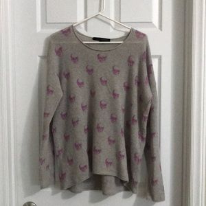 Skullcashmere gray sweater with pink skulls size L